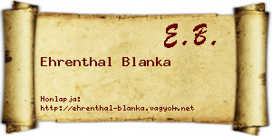 Ehrenthal Blanka névjegykártya